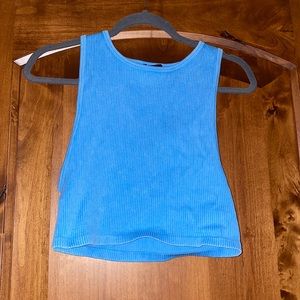 bright blue tank top